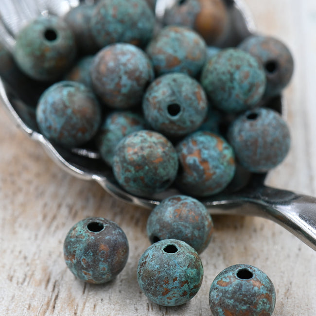 Rainworn Copper — Real Patina Metal Beads in 6mm, 8mm, 9.5mm Hover Image