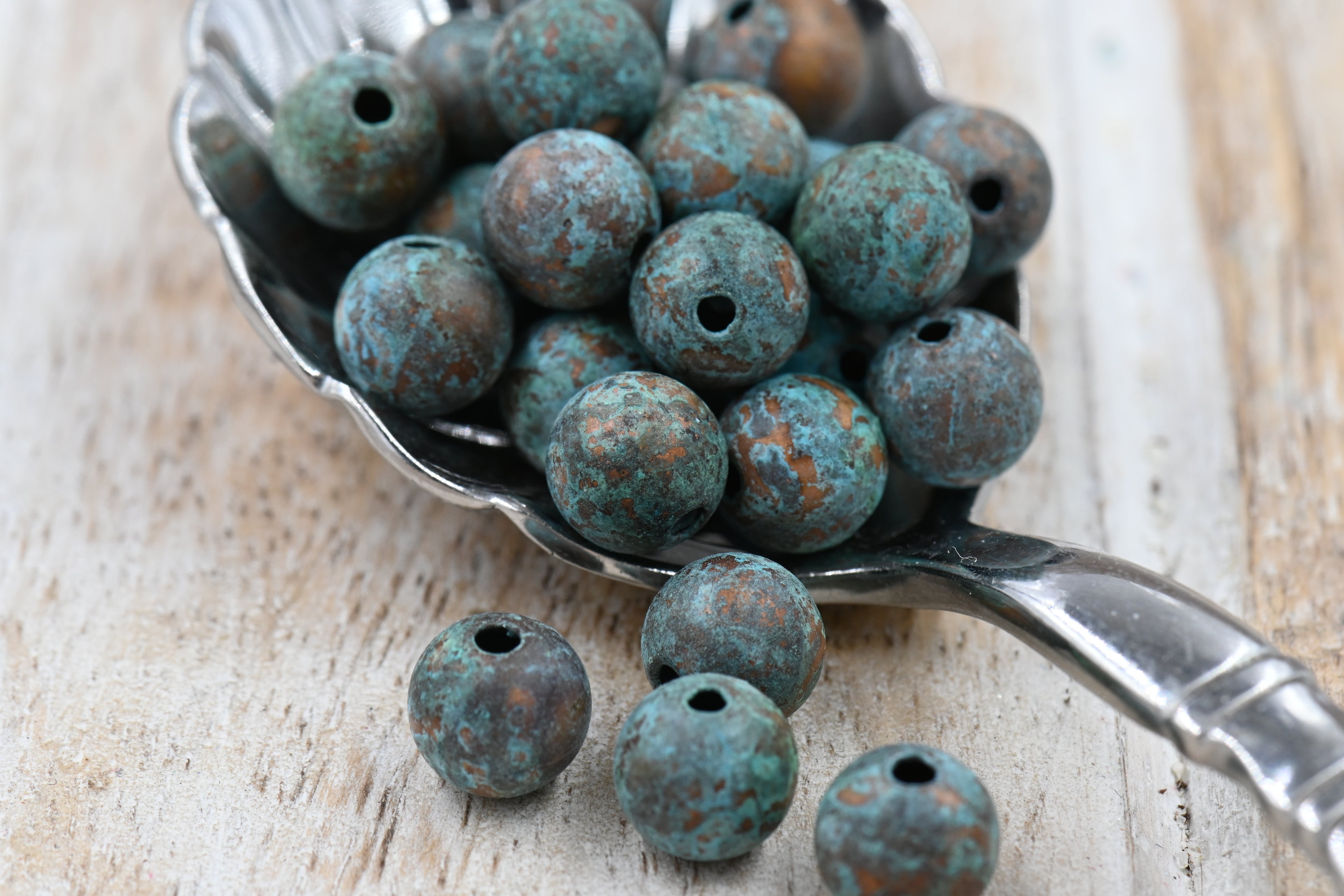 Rainworn Copper — Real Patina Metal Beads in 6mm, 8mm, 9.5mm