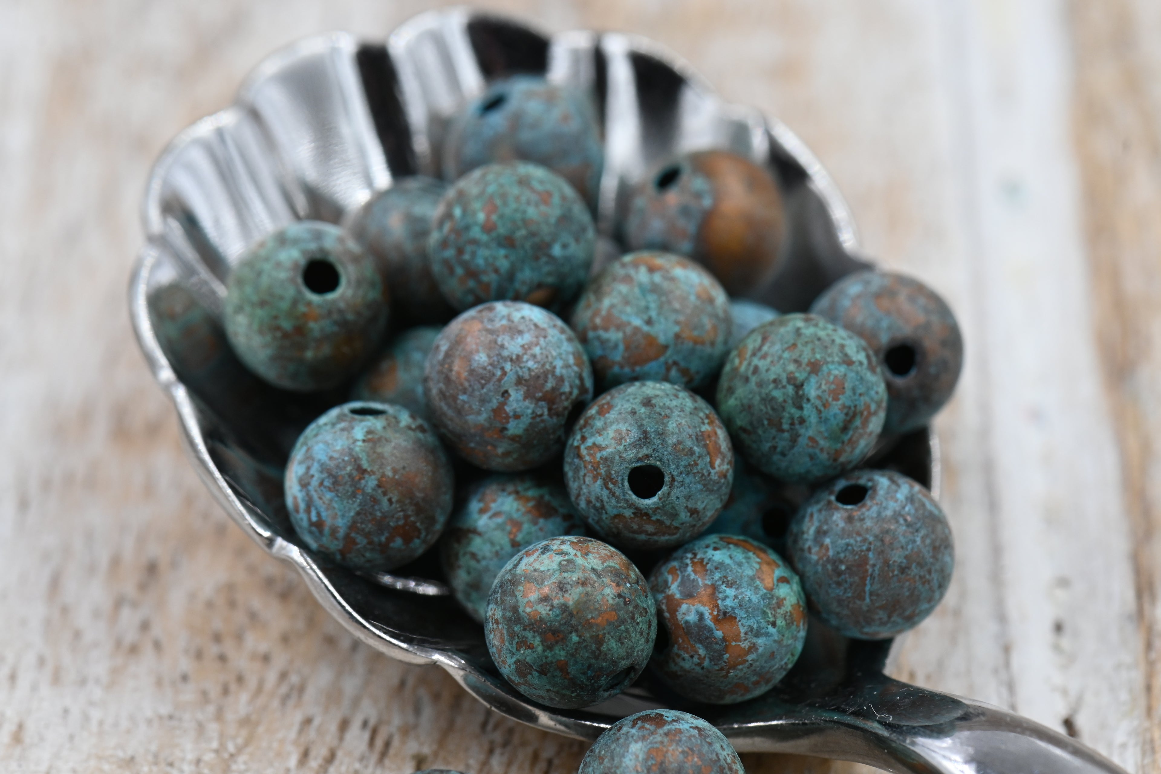 Rainworn Copper — Real Patina Metal Beads in 6mm, 8mm, 9.5mm