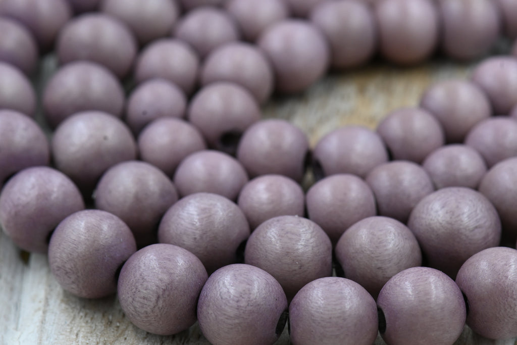 Winter Heather — Mauve-Brown Waxed Wood Beads 6mm 8mm 10mm 12mm, 8x5mm Rondelle Light Purple Brown Wood Beads -16 inch strand