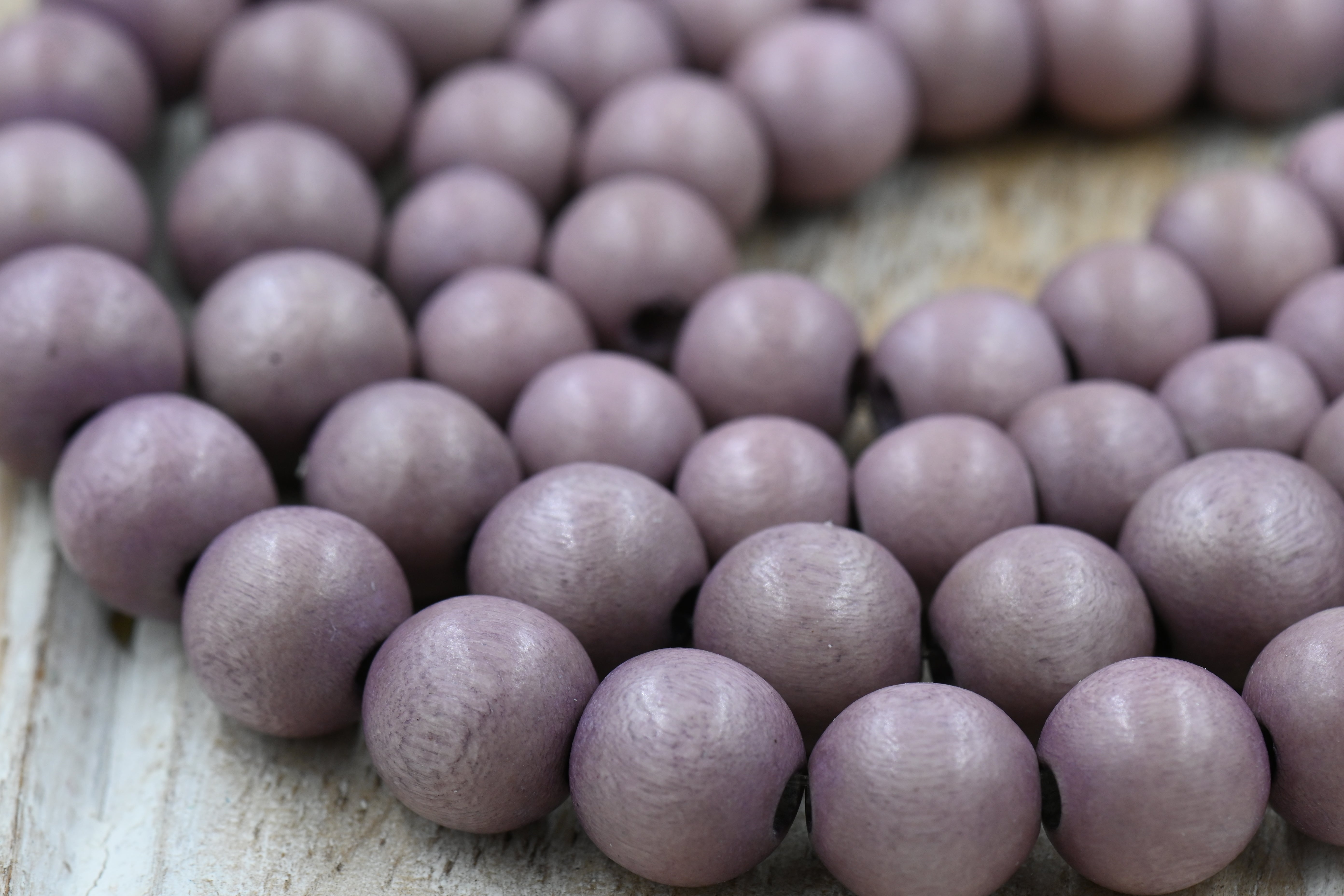 Winter Heather — Mauve-Brown Waxed Wood Beads 6mm 8mm 10mm 12mm, 8x5mm Rondelle Light Purple Brown Wood Beads -16 inch strand