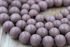 Winter Heather — Mauve-Brown Waxed Wood Beads 6mm 8mm 10mm 12mm, 8x5mm Rondelle Light Purple Brown Wood Beads -16 inch strand