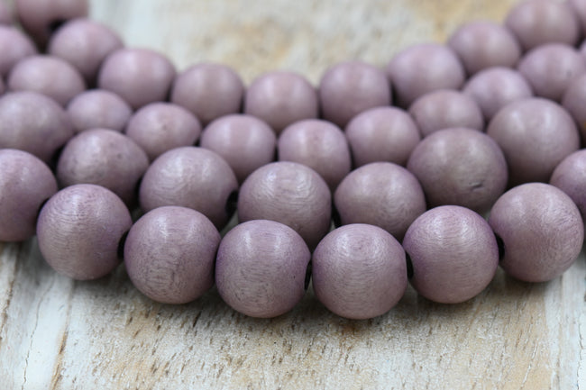 Winter Heather — Mauve-Brown Waxed Wood Beads 6mm 8mm 10mm 12mm, 8x5mm Rondelle Light Purple Brown Wood Beads -16 inch strand Hover Image
