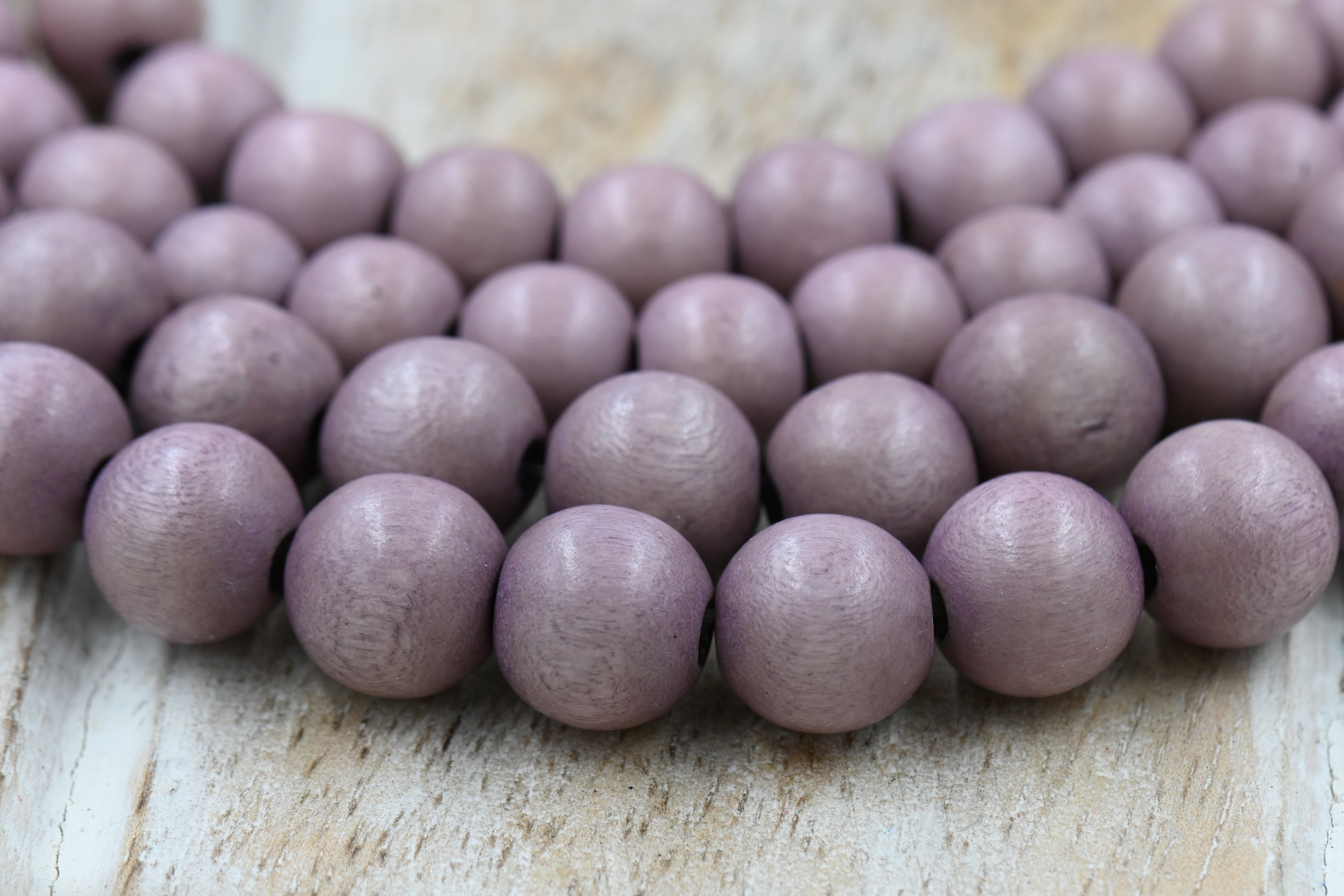 Winter Heather — Mauve-Brown Waxed Wood Beads 6mm 8mm 10mm 12mm, 8x5mm Rondelle Light Purple Brown Wood Beads -TWO 16 inch strand