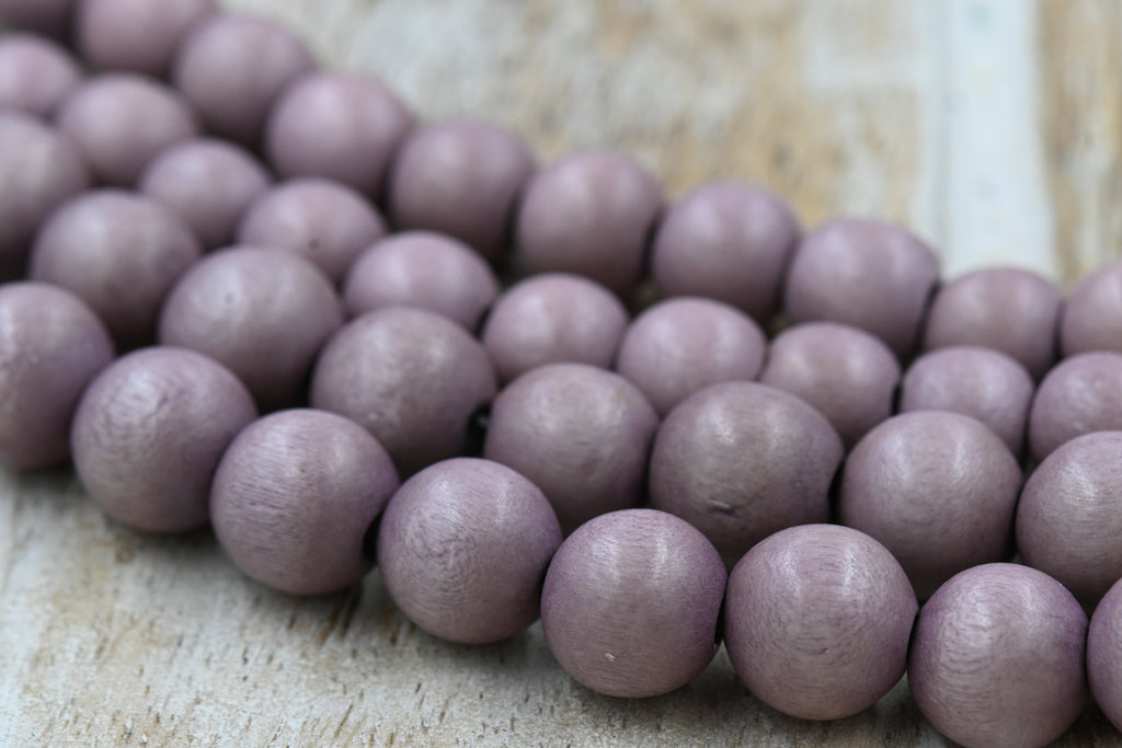 Winter Heather — Mauve-Brown Waxed Wood Beads 6mm 8mm 10mm 12mm, 8x5mm Rondelle Light Purple Brown Wood Beads -16 inch strand