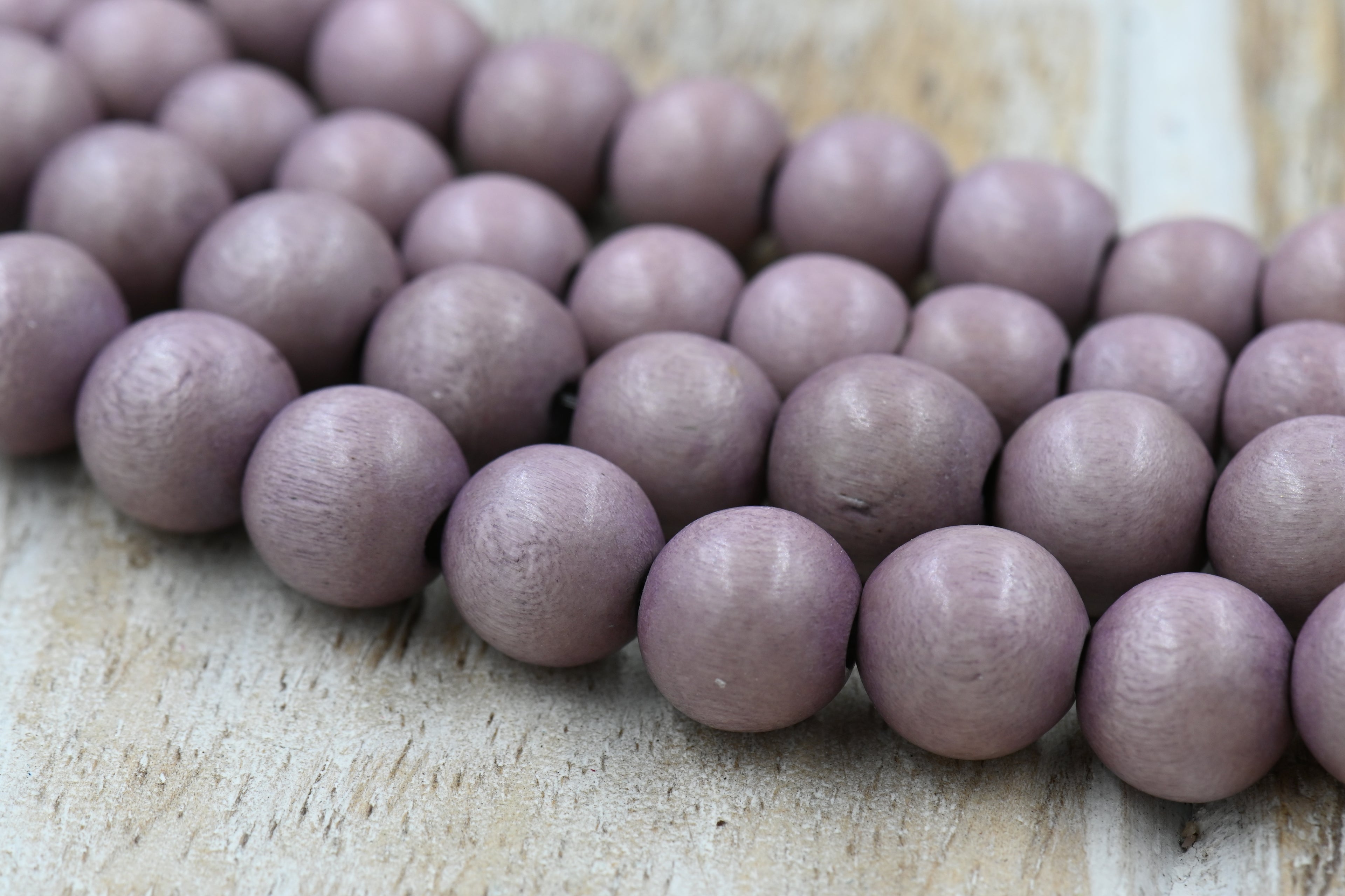 Winter Heather — Mauve-Brown Waxed Wood Beads 6mm 8mm 10mm 12mm, 8x5mm Rondelle Light Purple Brown Wood Beads -16 inch strand