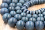 Forrest Dark Gray Blue — Artisan Wood Beads in Forest-Toned Blue Grey 6mm-12mm