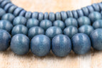 Forrest Dark Gray Blue — Artisan Wood Beads in Forest-Toned Blue Grey 6mm-12mm