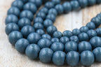 Pinewood Shadow — Dyed Waxed Wood Beads in Forest Blue Green Slate (Round, One or Two Strands)