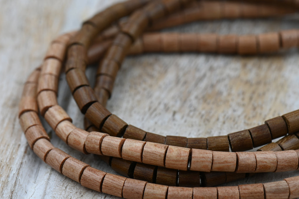 Natural Rosewood or Rich Brown Roble Wood Heishi Beads – 4.5mm x 4mm