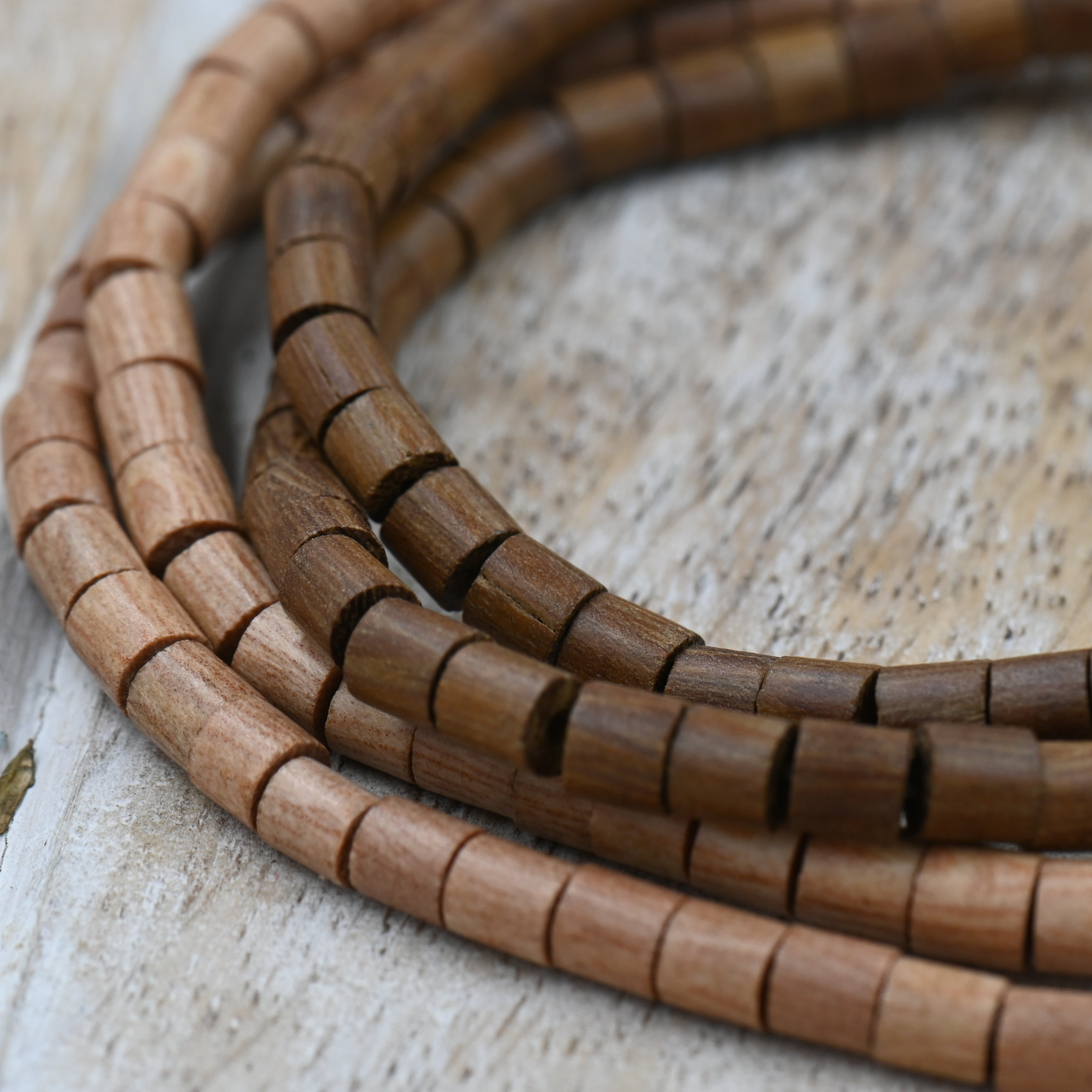 Natural Rosewood or Rich Brown Roble Wood Heishi Beads – 4.5mm x 4mm