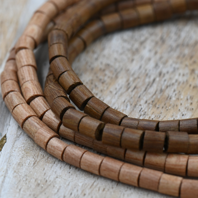 Natural Rosewood or Rich Brown Roble Wood Heishi Beads – 4.5mm x 4mm Hover Image