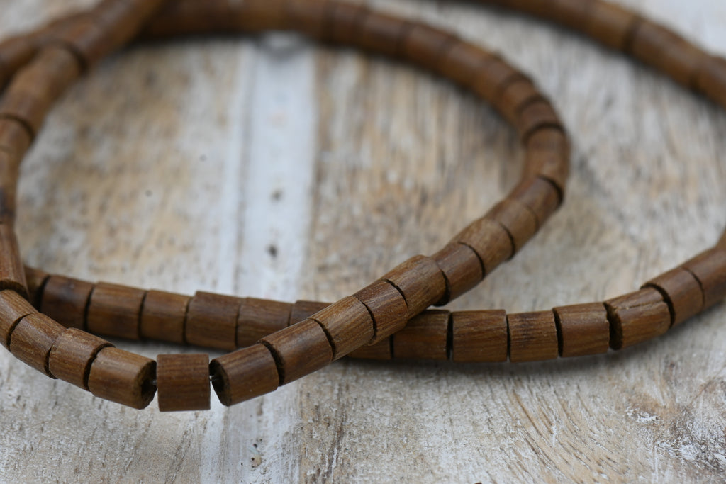 Natural Rosewood or Rich Brown Roble Wood Heishi Beads – 4.5mm x 4mm