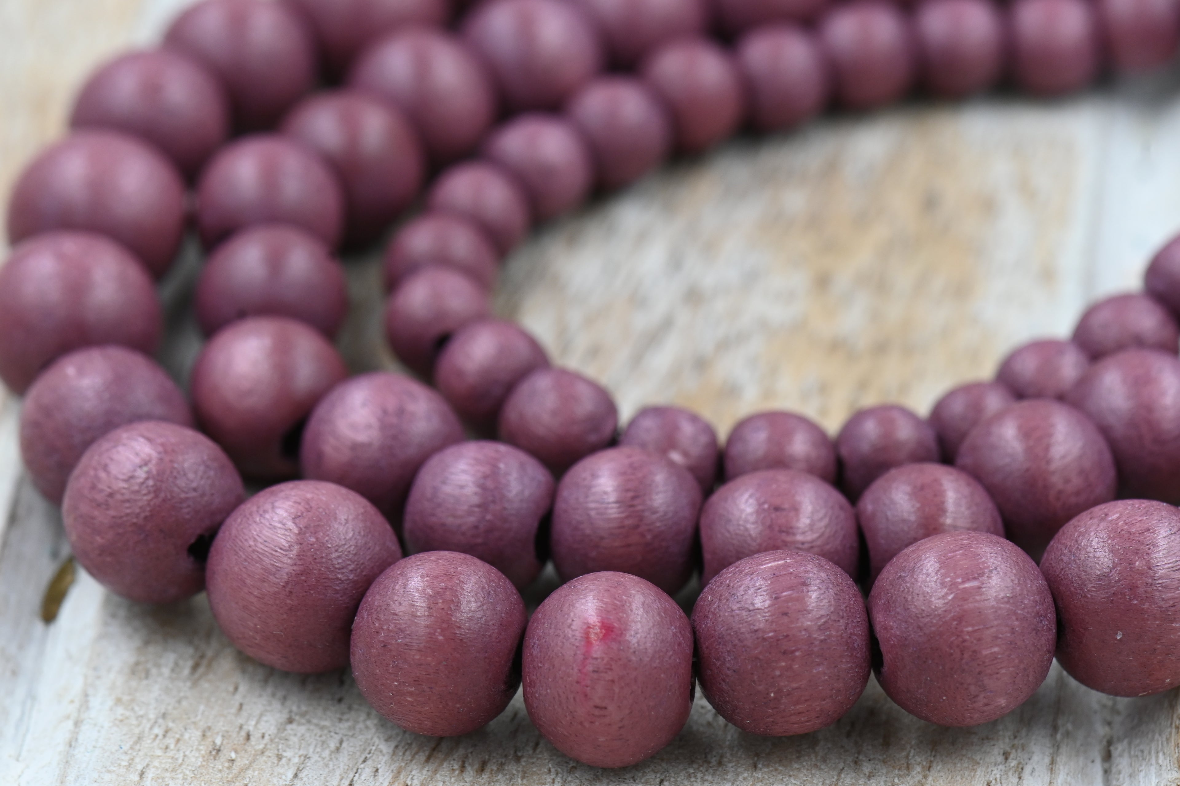 Mulled Fig Brown – Dyed/Waxed Wood Beads, 6mm 8mm 10mm