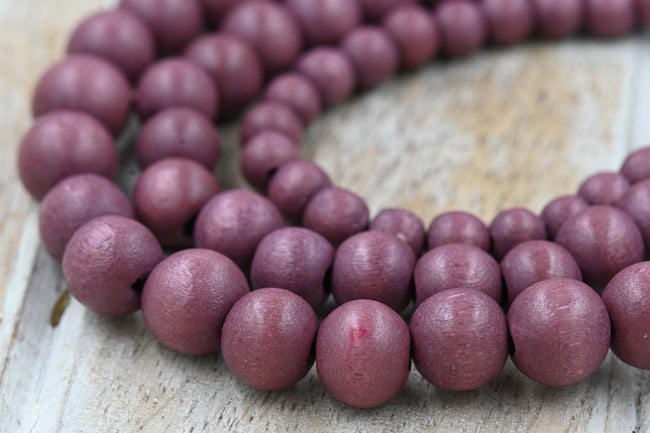 Mulled Fig Brown – Dyed/Waxed Wood Beads, 6mm 8mm 10mm Main Image