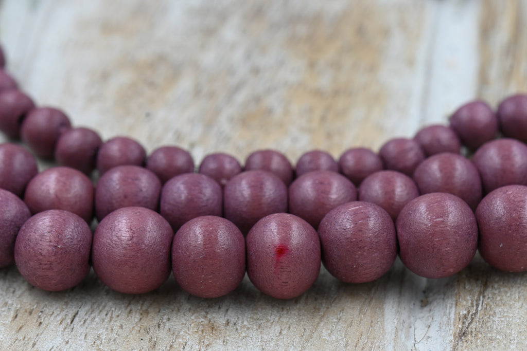 Mulled Fig Brown – Dyed/Waxed Wood Beads, 6mm 8mm 10mm