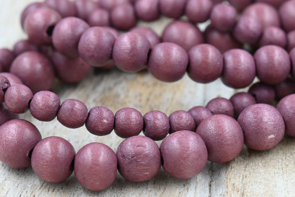 Mulled Fig Brown – Dyed/Waxed Wood Beads, 6mm 8mm 10mm
