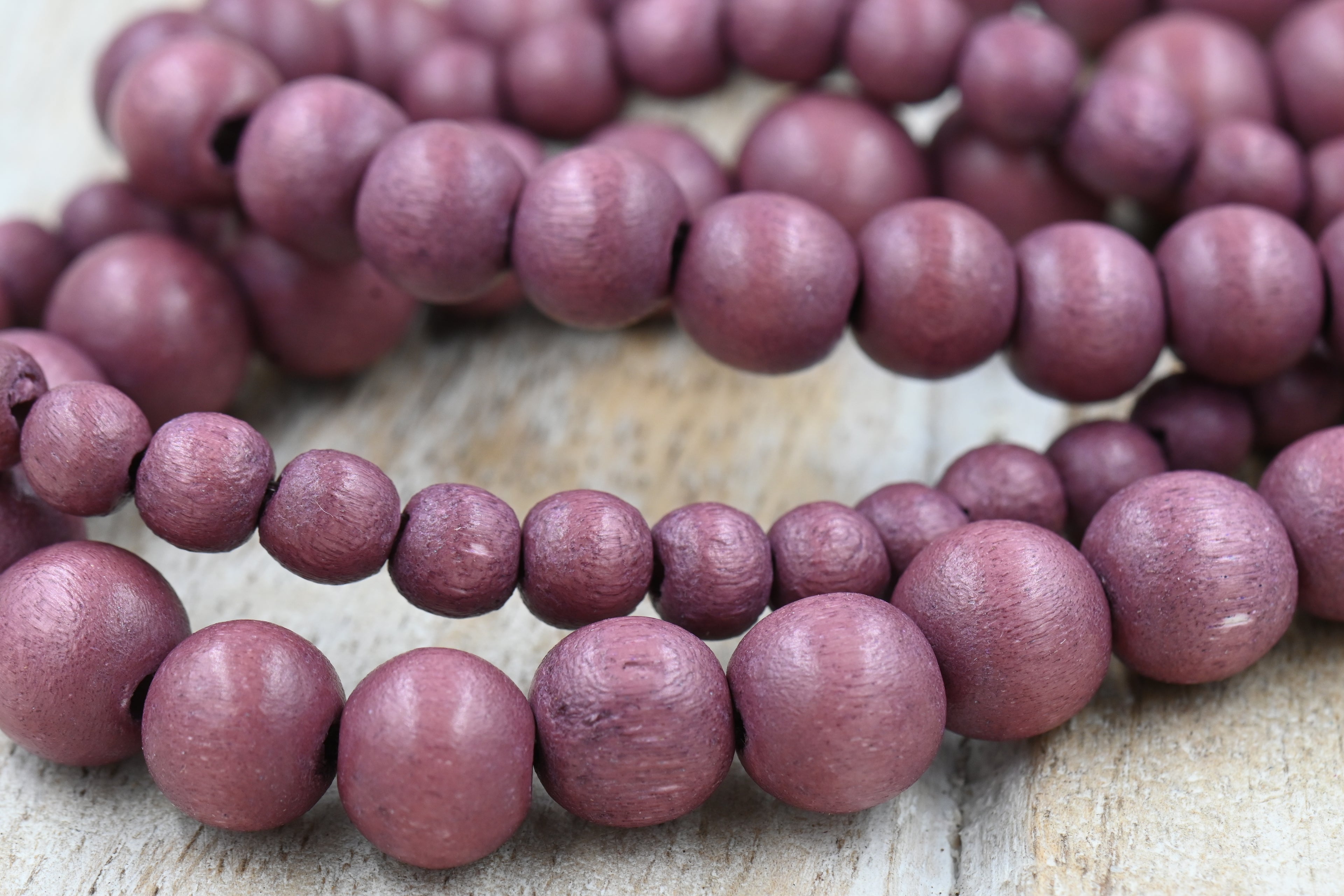 Mulled Fig Brown – Dyed/Waxed Wood Beads, 6mm 8mm 10mm
