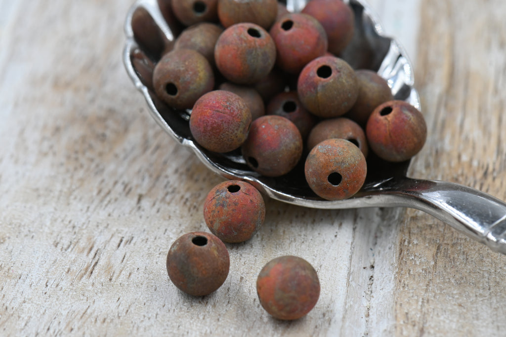 Red Canyon Washed: Aged Copper Beads in 6mm, 8mm, 9.5mm
