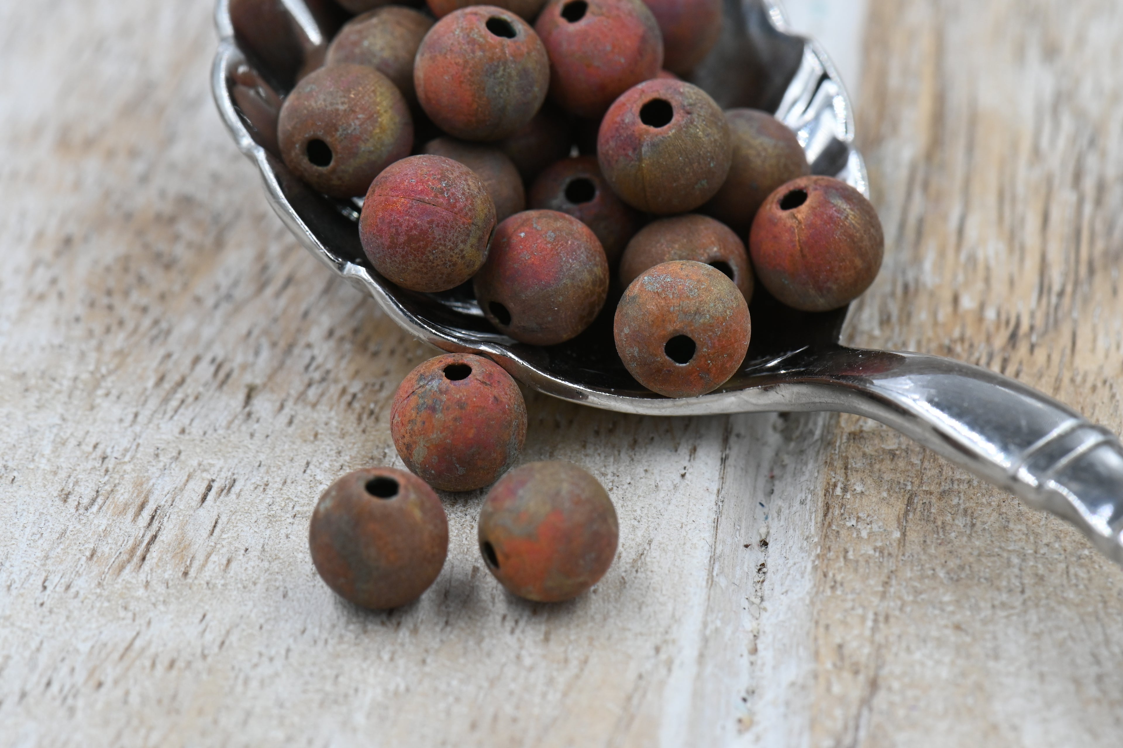 Red Canyon Washed: Aged Copper Beads in 6mm, 8mm, 9.5mm