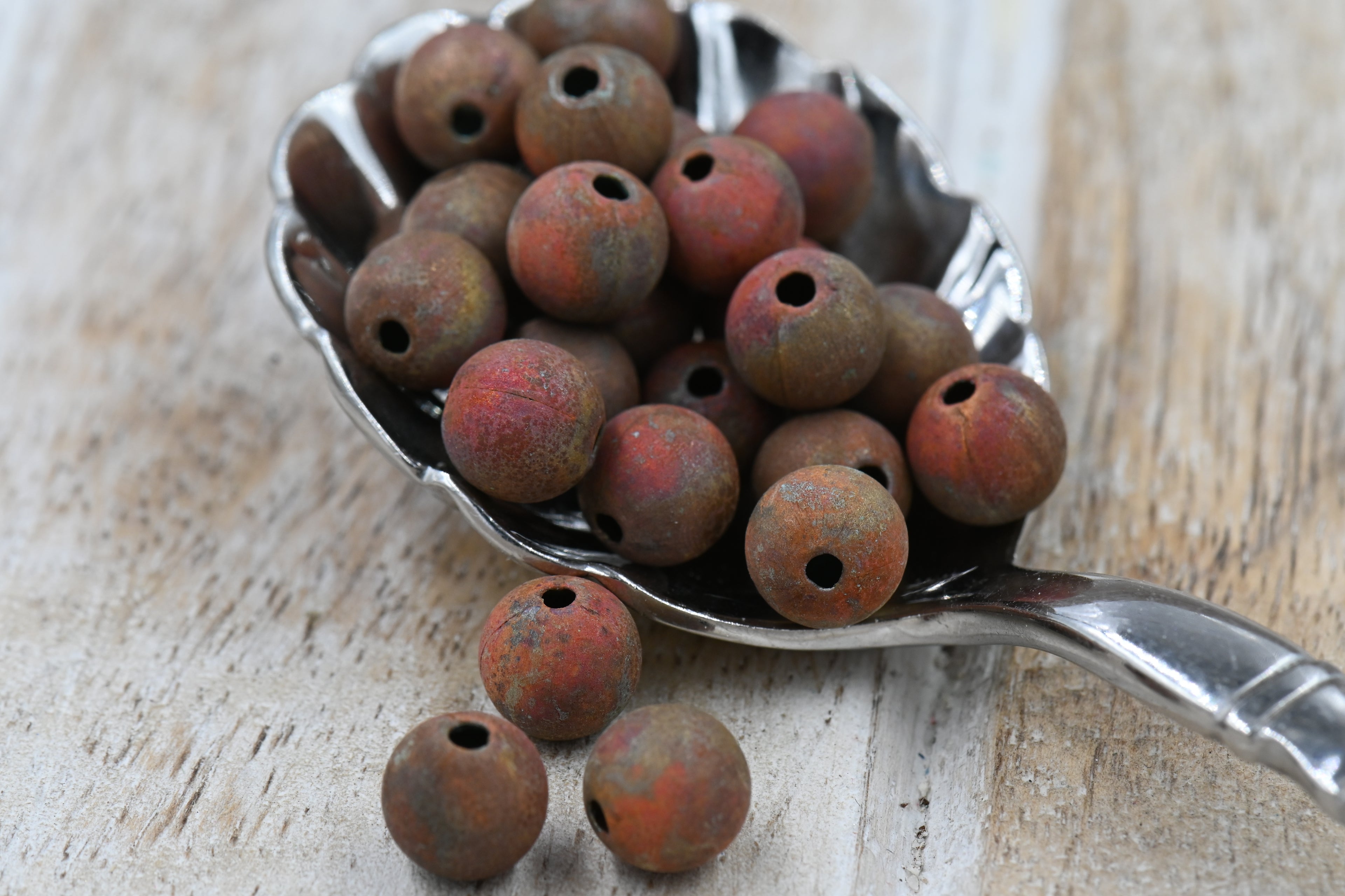 Red Canyon Washed: Aged Copper Beads in 6mm, 8mm, 9.5mm