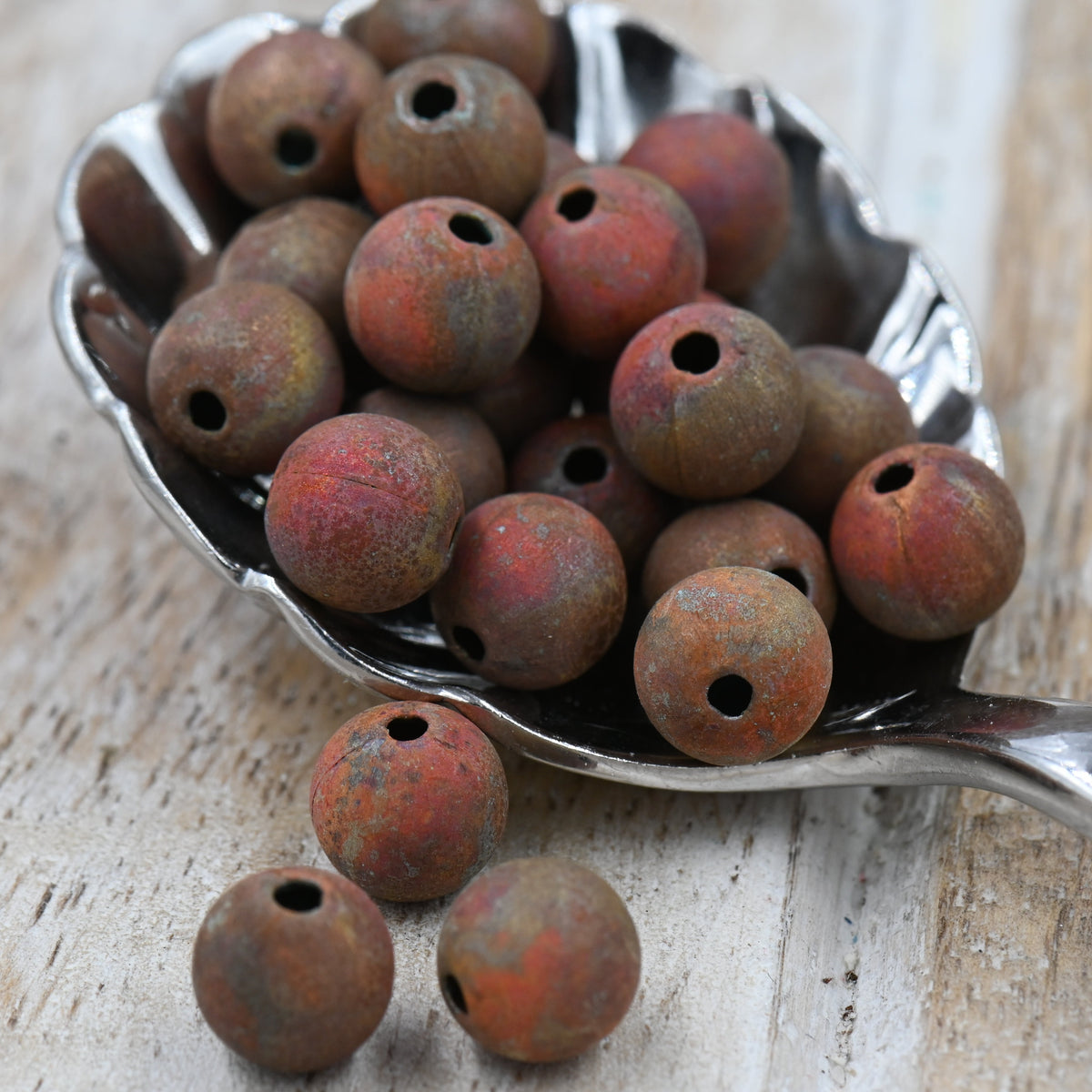 Red Canyon Washed: Aged Copper Beads in 6mm, 8mm, 9.5mm