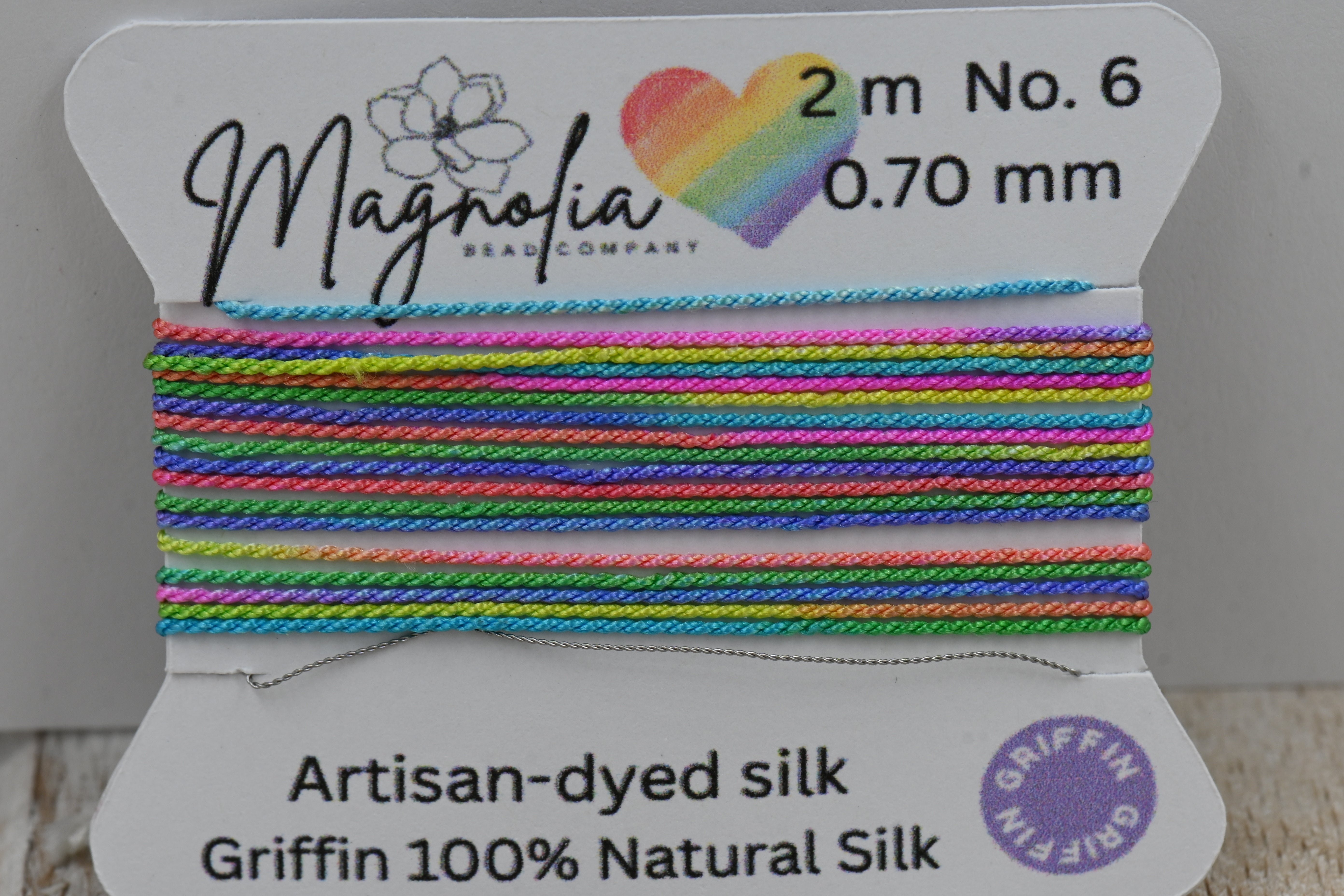 Magnolia Rainbow Griffin Silk Cord – Hand-Dyed Gradient Thread for Knotting, Jewelry Making, Pendant Stringing