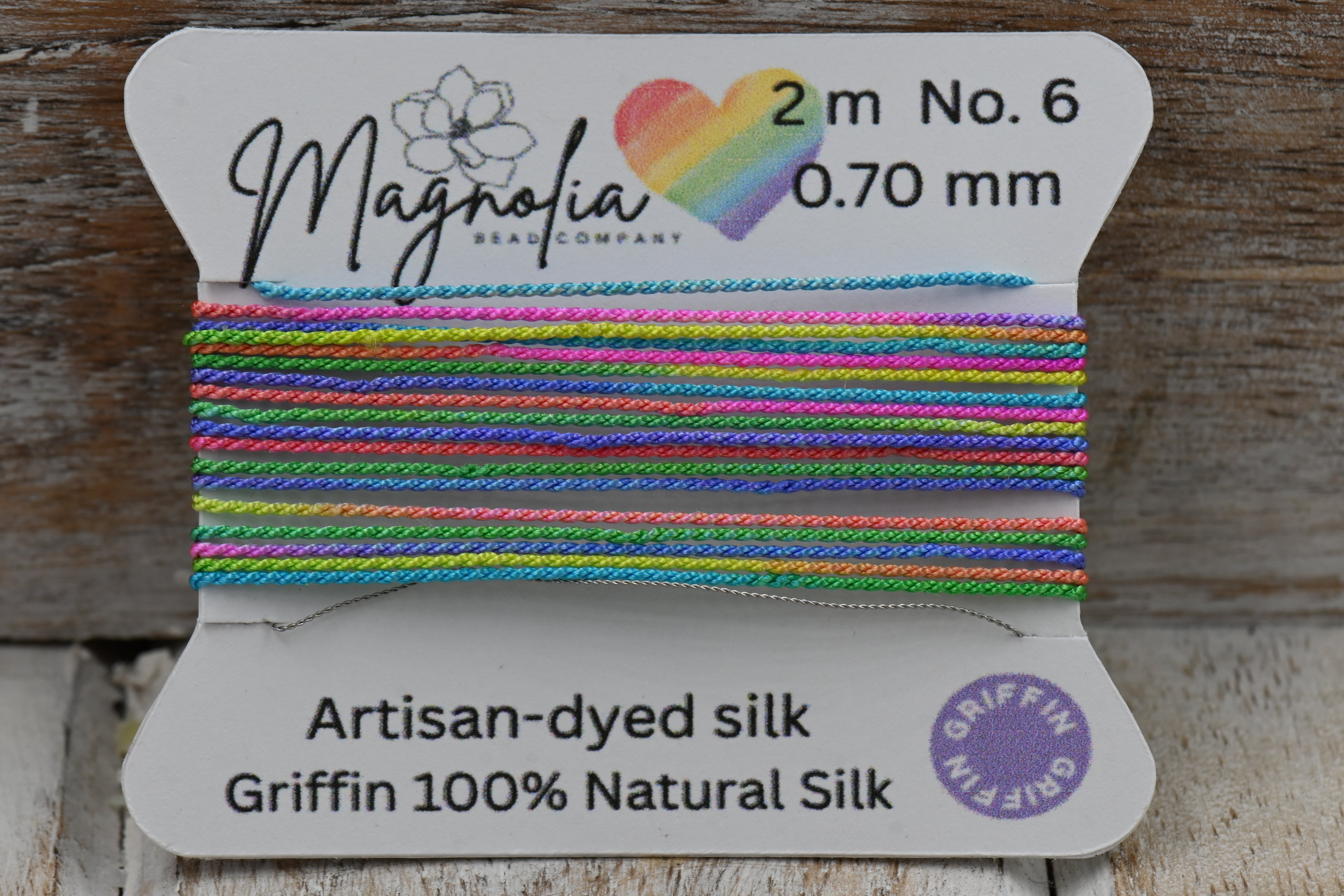 Magnolia Rainbow Griffin Silk Cord – Hand-Dyed Gradient Thread for Knotting, Jewelry Making, Pendant Stringing