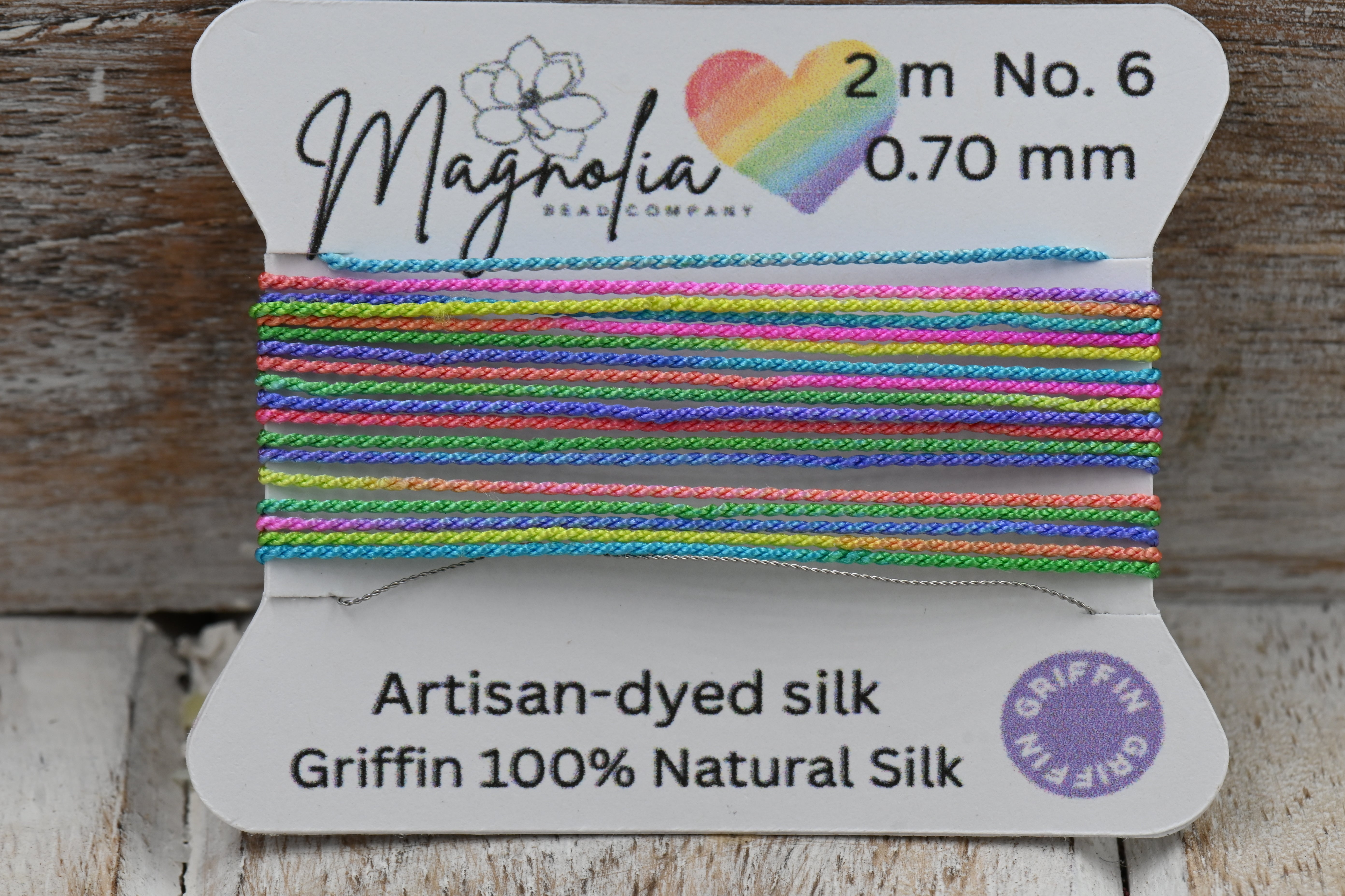 Magnolia Rainbow Griffin Silk Cord – Hand-Dyed Gradient Thread for Knotting, Jewelry Making, Pendant Stringing