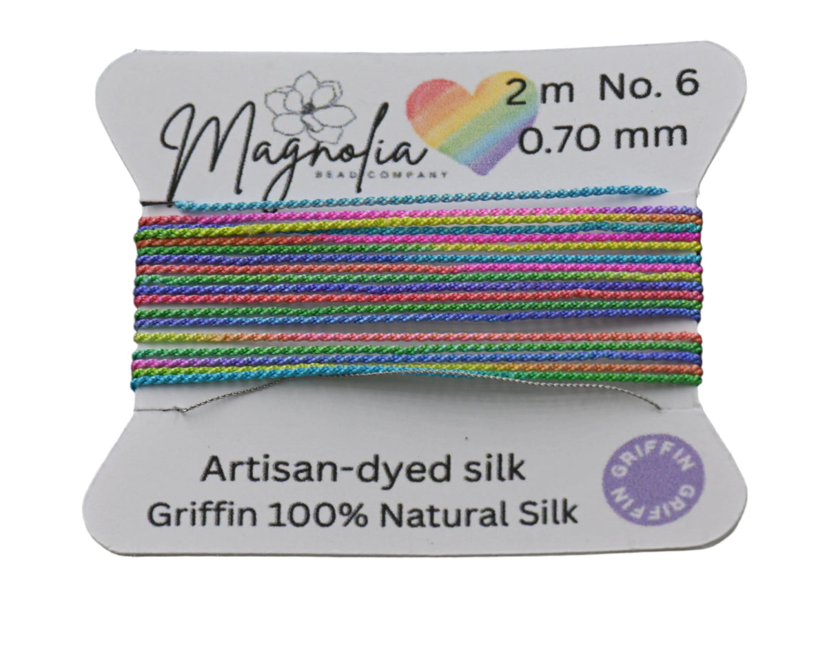 Magnolia Rainbow Griffin Silk Cord – Hand-Dyed Gradient Thread for Knotting, Jewelry Making, Pendant Stringing