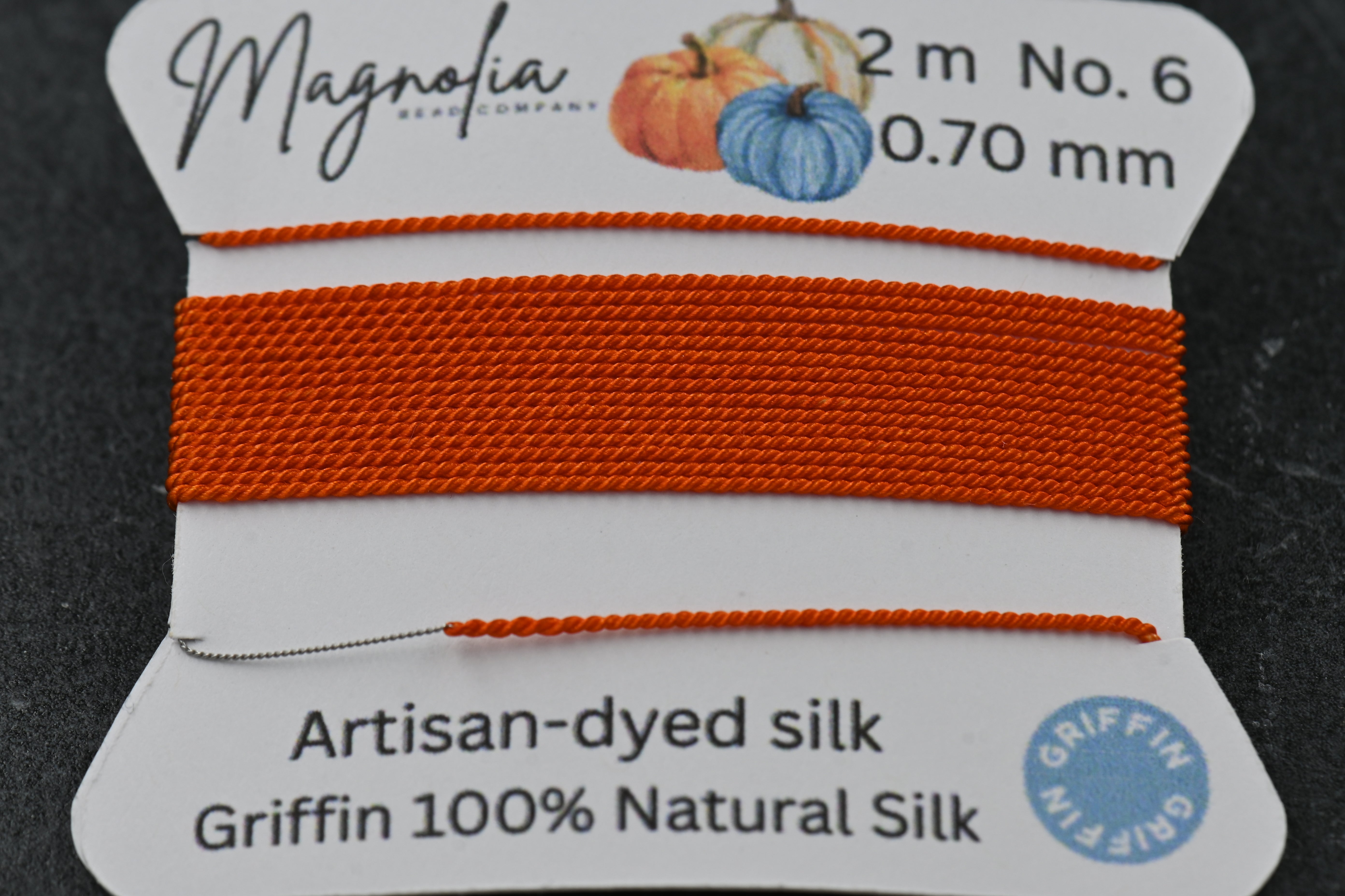 Pumpkin Spice Orange Griffin Silk Cord – Hand-Dyed Thread for Knotting, Jewelry Making, Pendant Stringing