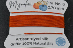 Pumpkin Spice Orange Griffin Silk Cord – Hand-Dyed Thread for Knotting, Jewelry Making, Pendant Stringing