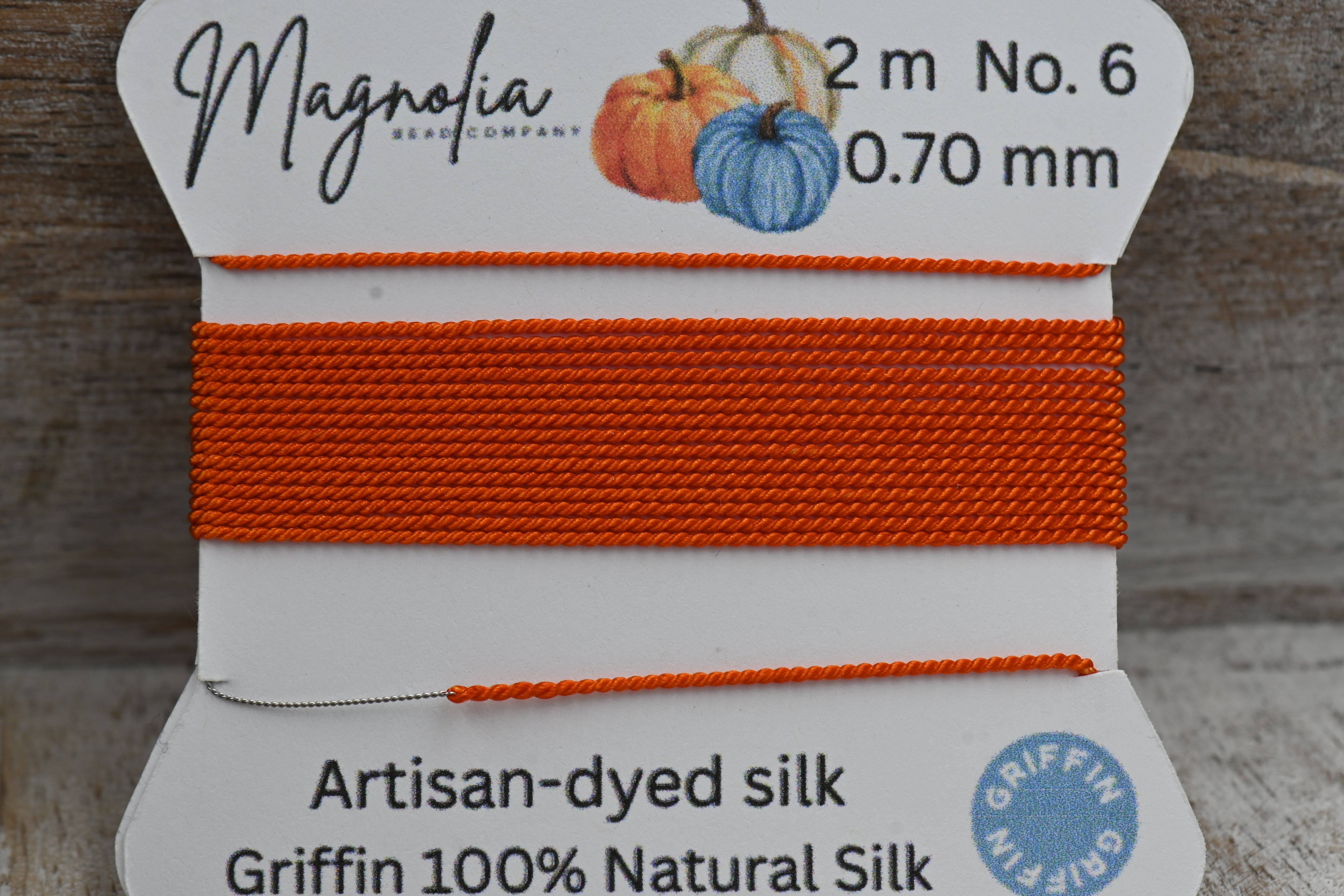 Pumpkin Spice Orange Griffin Silk Cord – Hand-Dyed Thread for Knotting, Jewelry Making, Pendant Stringing