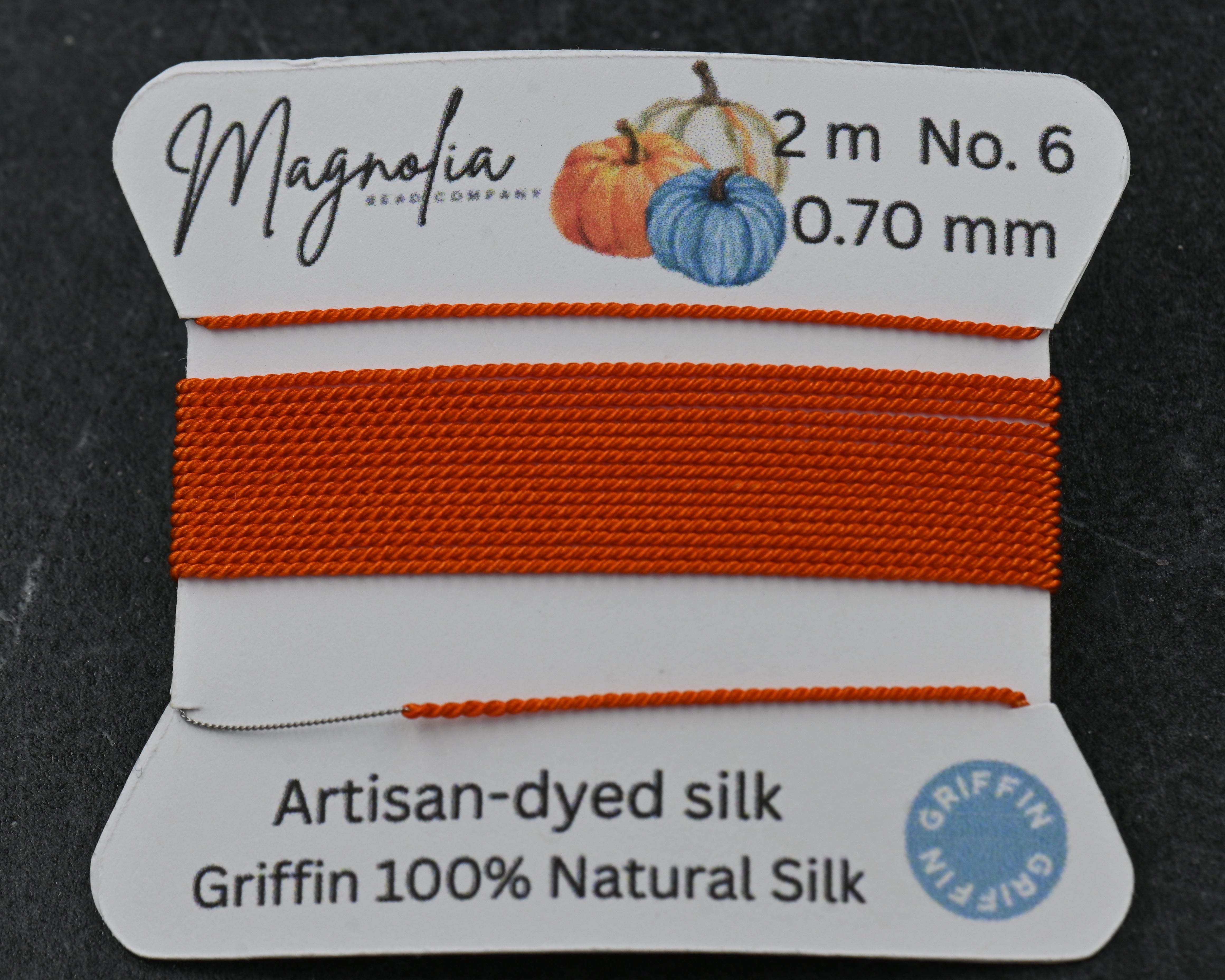 Pumpkin Spice Orange Griffin Silk Cord – Hand-Dyed Thread for Knotting, Jewelry Making, Pendant Stringing