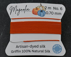 Pumpkin Spice Orange Griffin Silk Cord – Hand-Dyed Thread for Knotting, Jewelry Making, Pendant Stringing