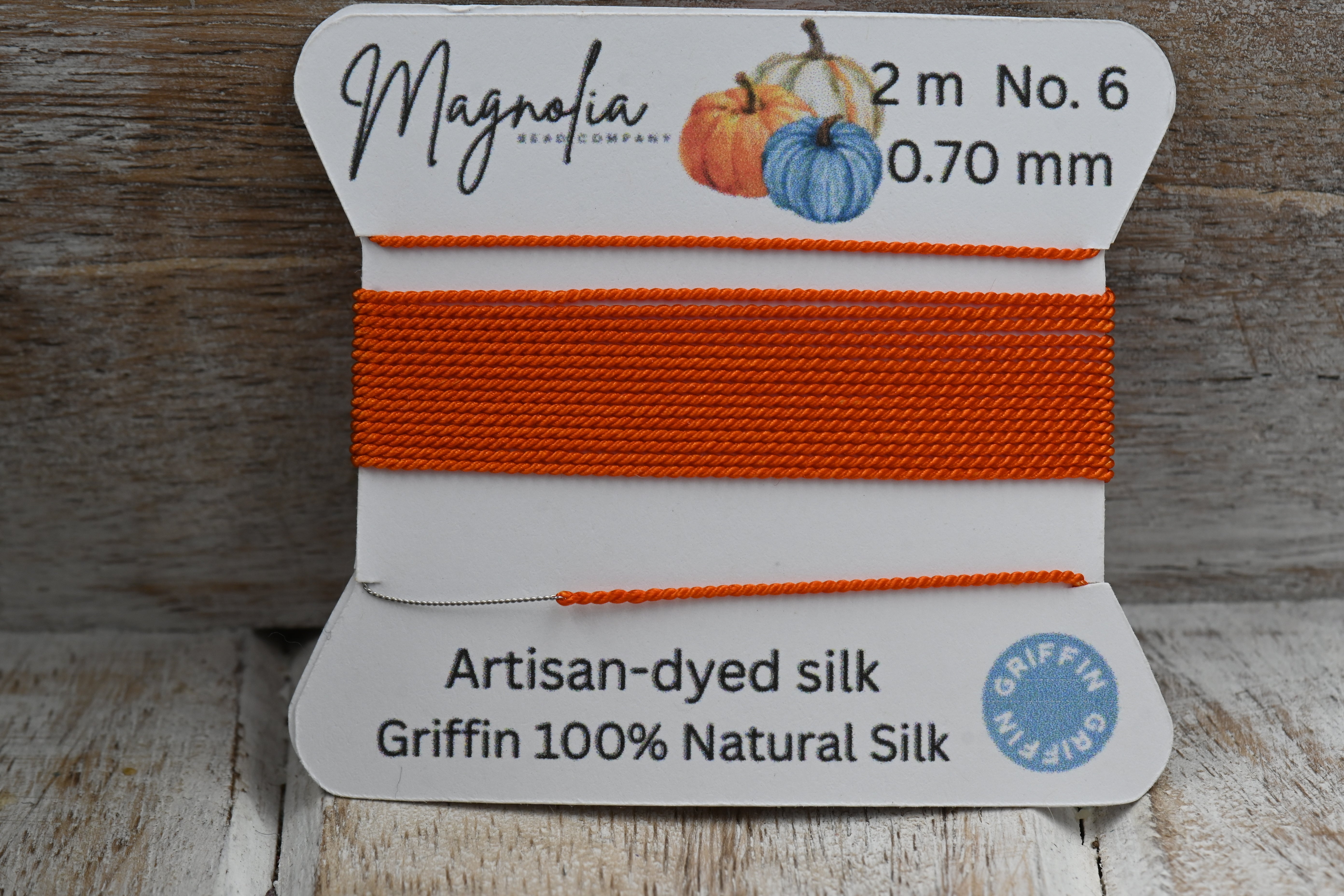 Pumpkin Spice Orange Griffin Silk Cord – Hand-Dyed Thread for Knotting, Jewelry Making, Pendant Stringing