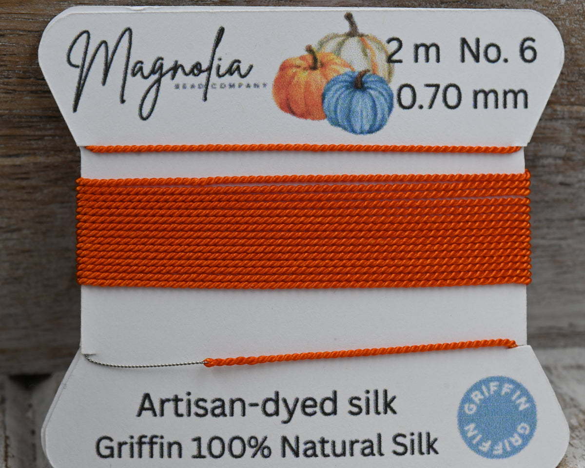 Pumpkin Spice Orange Griffin Silk Cord – Hand-Dyed Thread for Knotting, Jewelry Making, Pendant Stringing