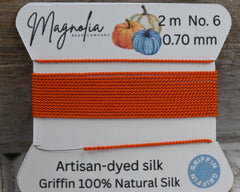 Pumpkin Spice Orange Griffin Silk Cord – Hand-Dyed Thread for Knotting, Jewelry Making, Pendant Stringing