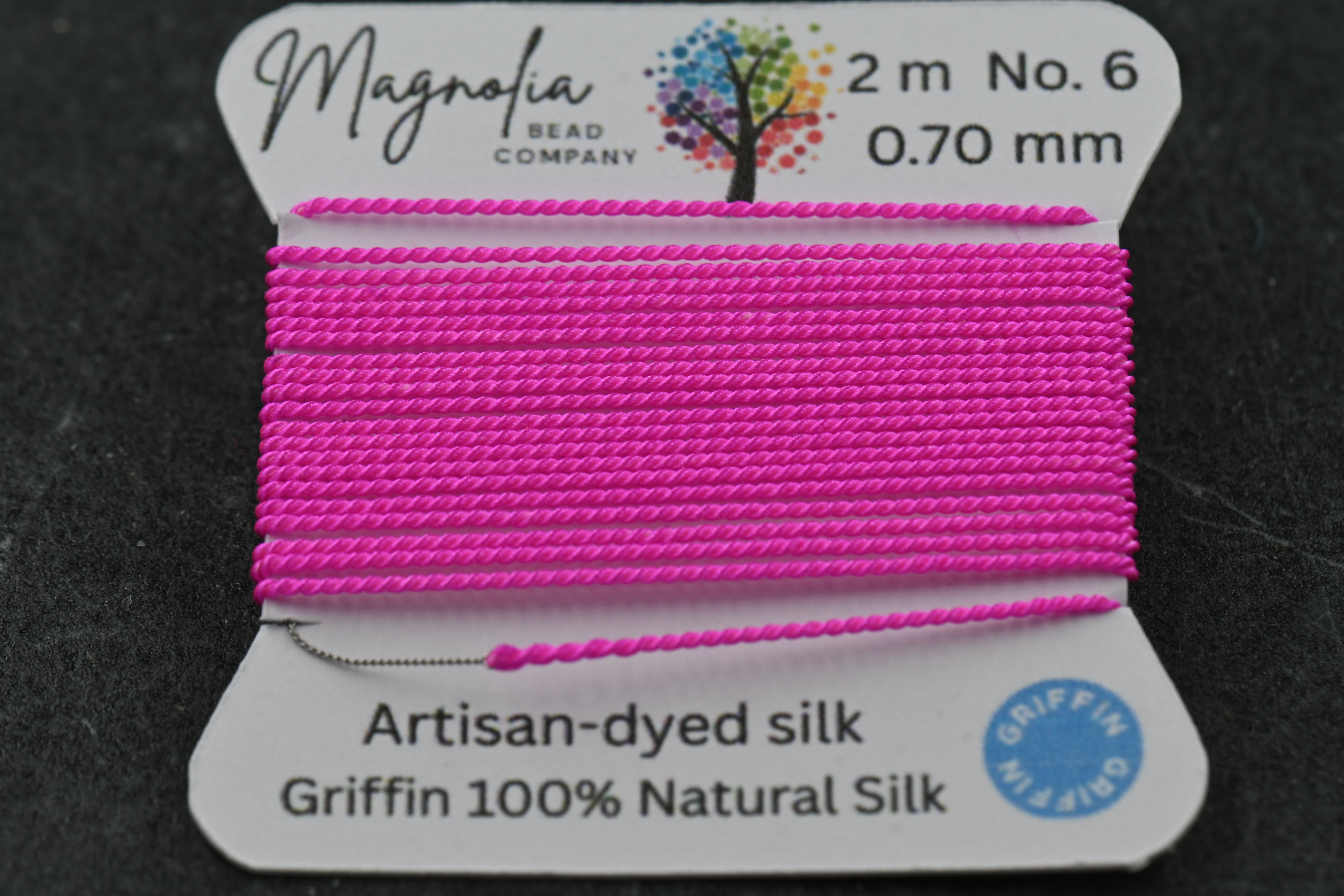 Hot Pink Griffin Silk Cord – Hand-Dyed Thread for Knotting, Jewelry Making, Pendant Stringing