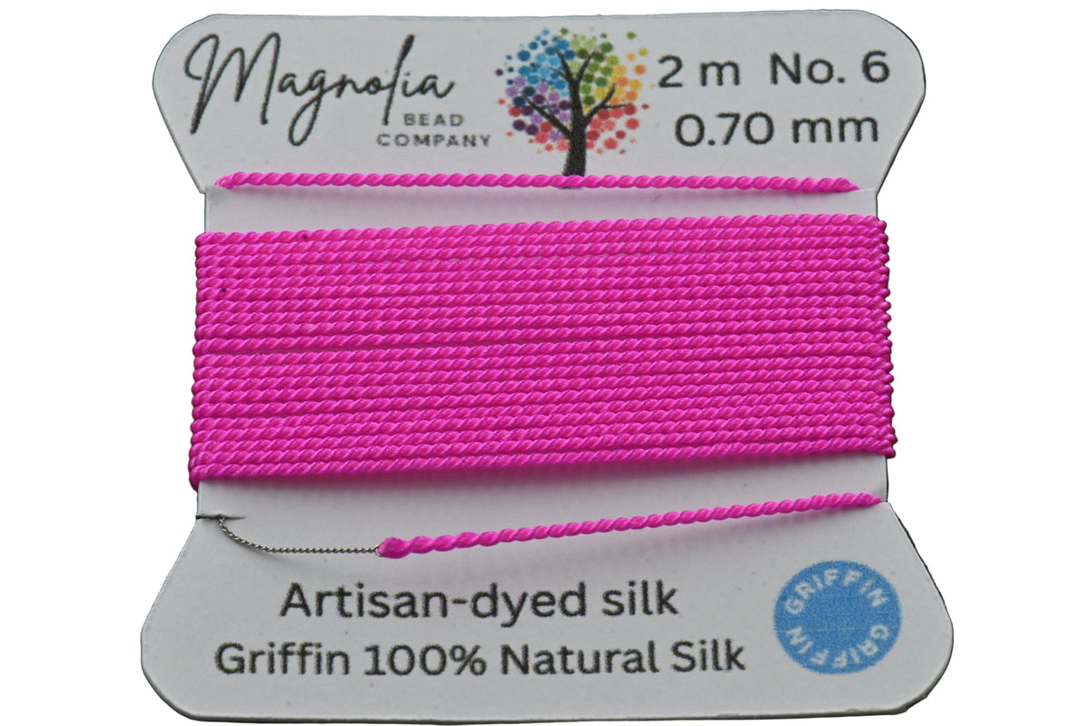 Hot Pink Griffin Silk Cord – Hand-Dyed Thread for Knotting, Jewelry Making, Pendant Stringing