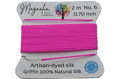 Hot Pink Griffin Silk Cord – Hand-Dyed Thread for Knotting, Jewelry Making, Pendant Stringing