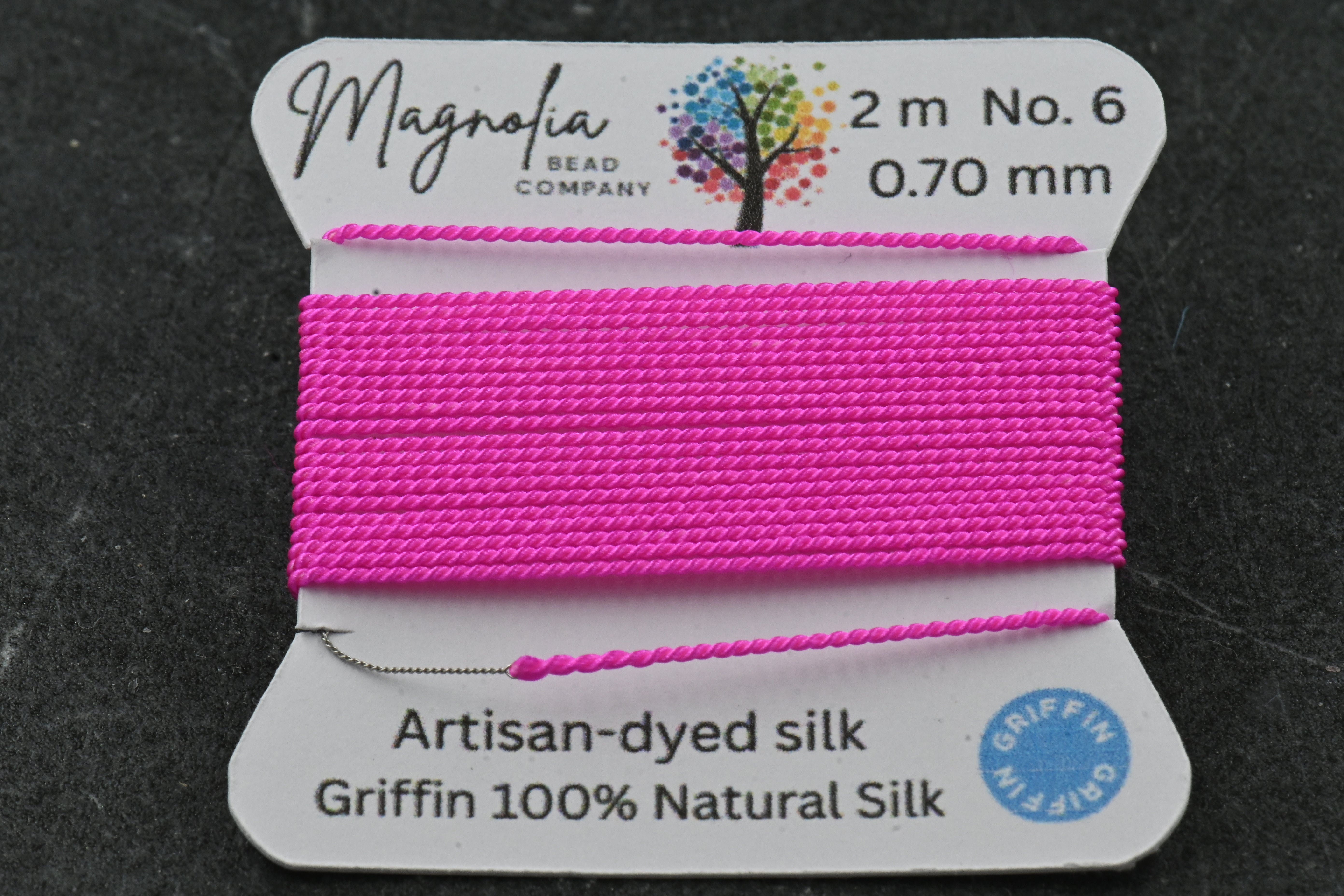 Hot Pink Griffin Silk Cord – Hand-Dyed Thread for Knotting, Jewelry Making, Pendant Stringing