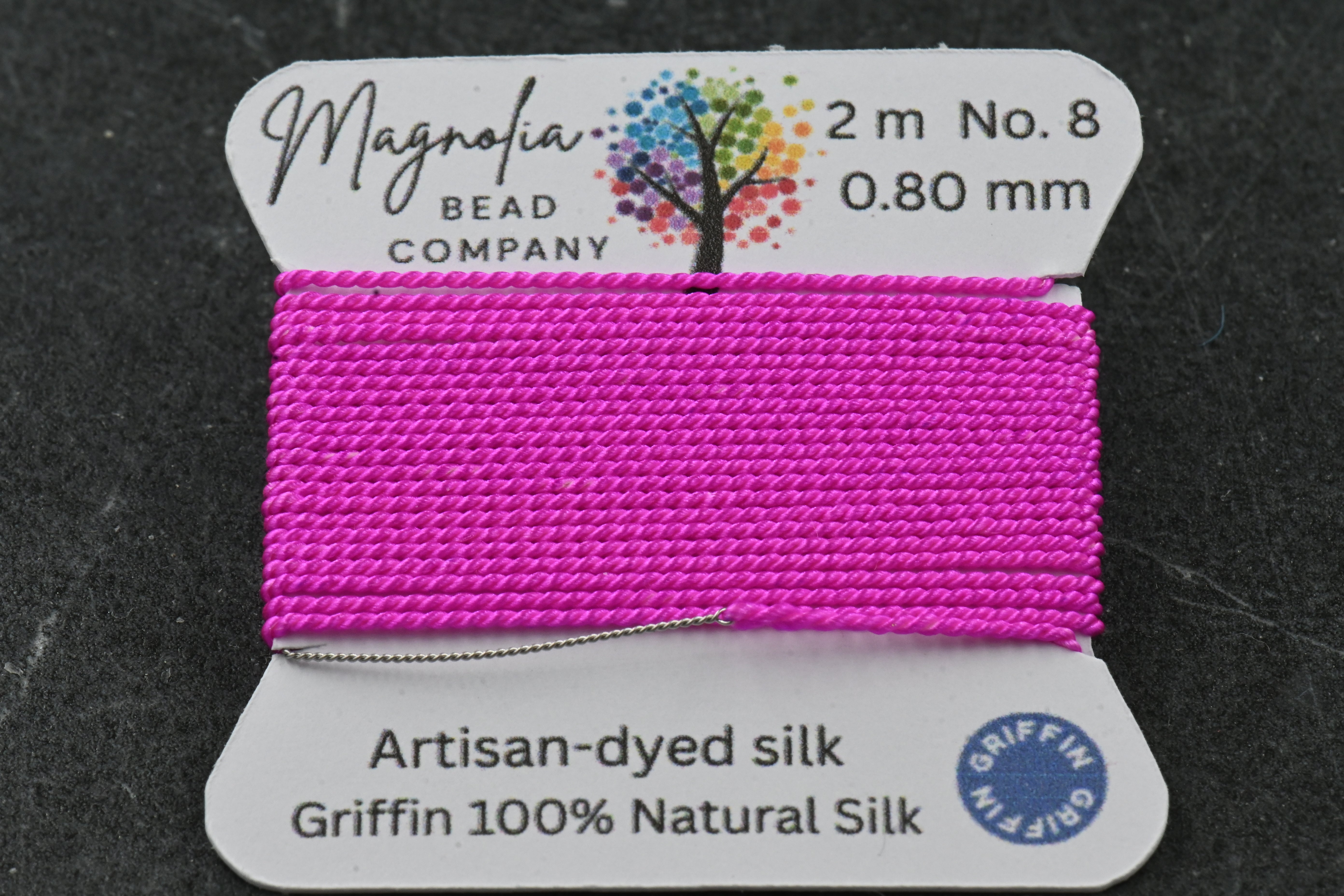 Flourescent Fuchsia Griffin Silk Cord – Hand-Dyed Thread for Knotting, Jewelry Making, Pendant Stringing