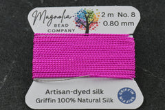 Flourescent Fuchsia Griffin Silk Cord – Hand-Dyed Thread for Knotting, Jewelry Making, Pendant Stringing