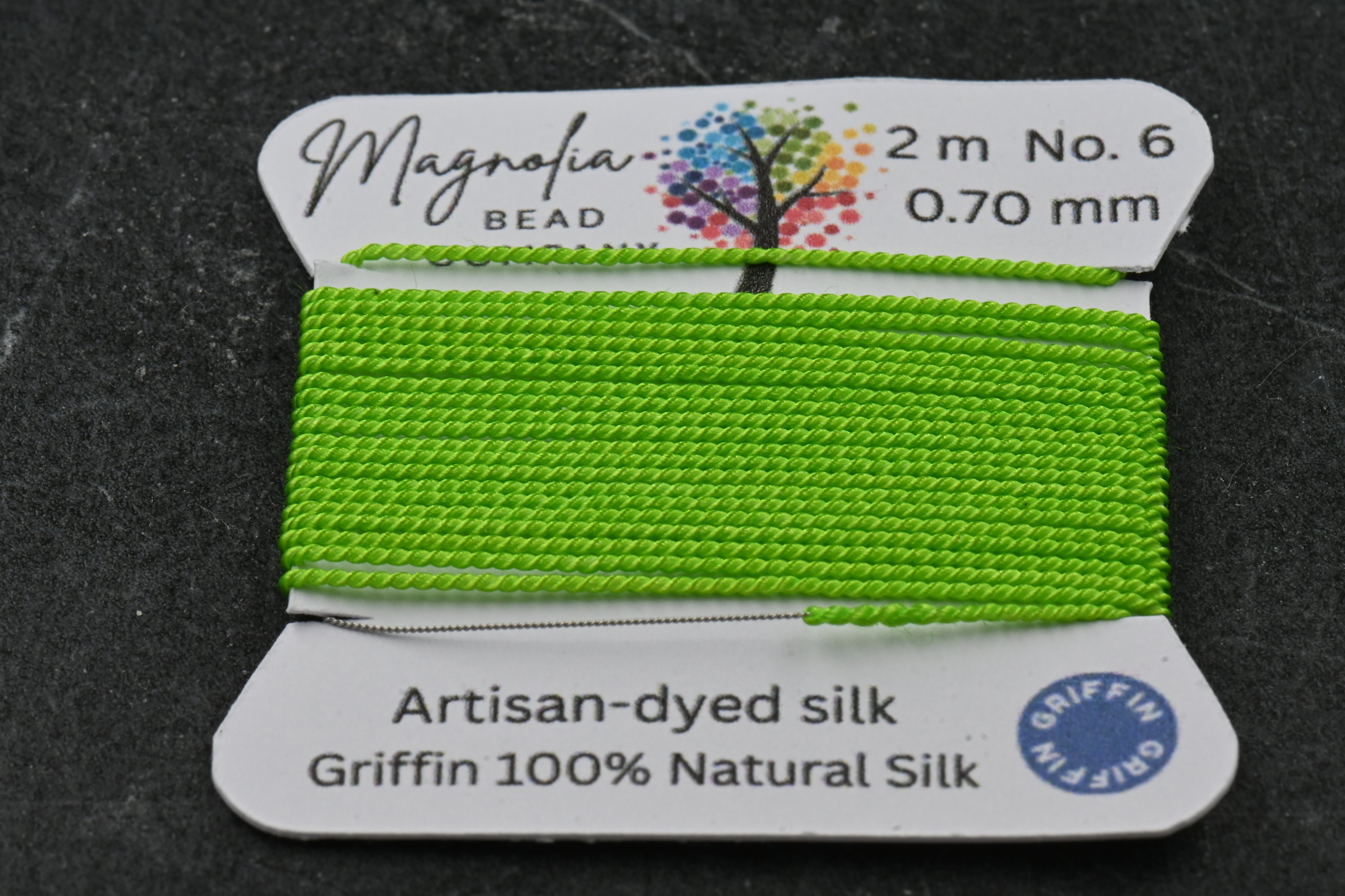 Vivid Lime Griffin Silk Cord – Hand-Dyed Thread for Knotting, Jewelry Making, Pendant Stringing