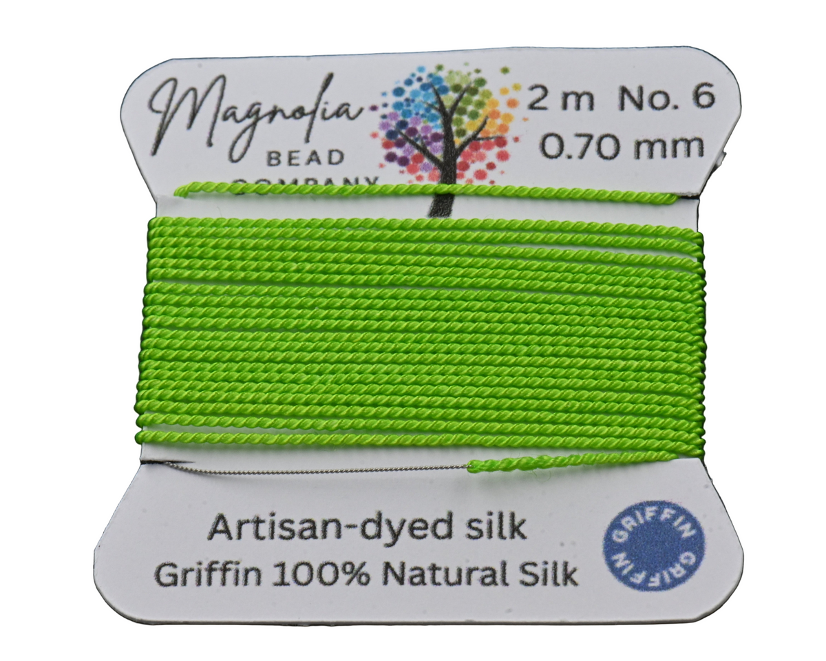 Vivid Lime Griffin Silk Cord – Hand-Dyed Thread for Knotting, Jewelry Making, Pendant Stringing