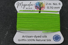 Vivid Lime Griffin Silk Cord – Hand-Dyed Thread for Knotting, Jewelry Making, Pendant Stringing