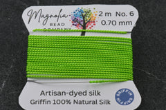 Vivid Lime Griffin Silk Cord – Hand-Dyed Thread for Knotting, Jewelry Making, Pendant Stringing