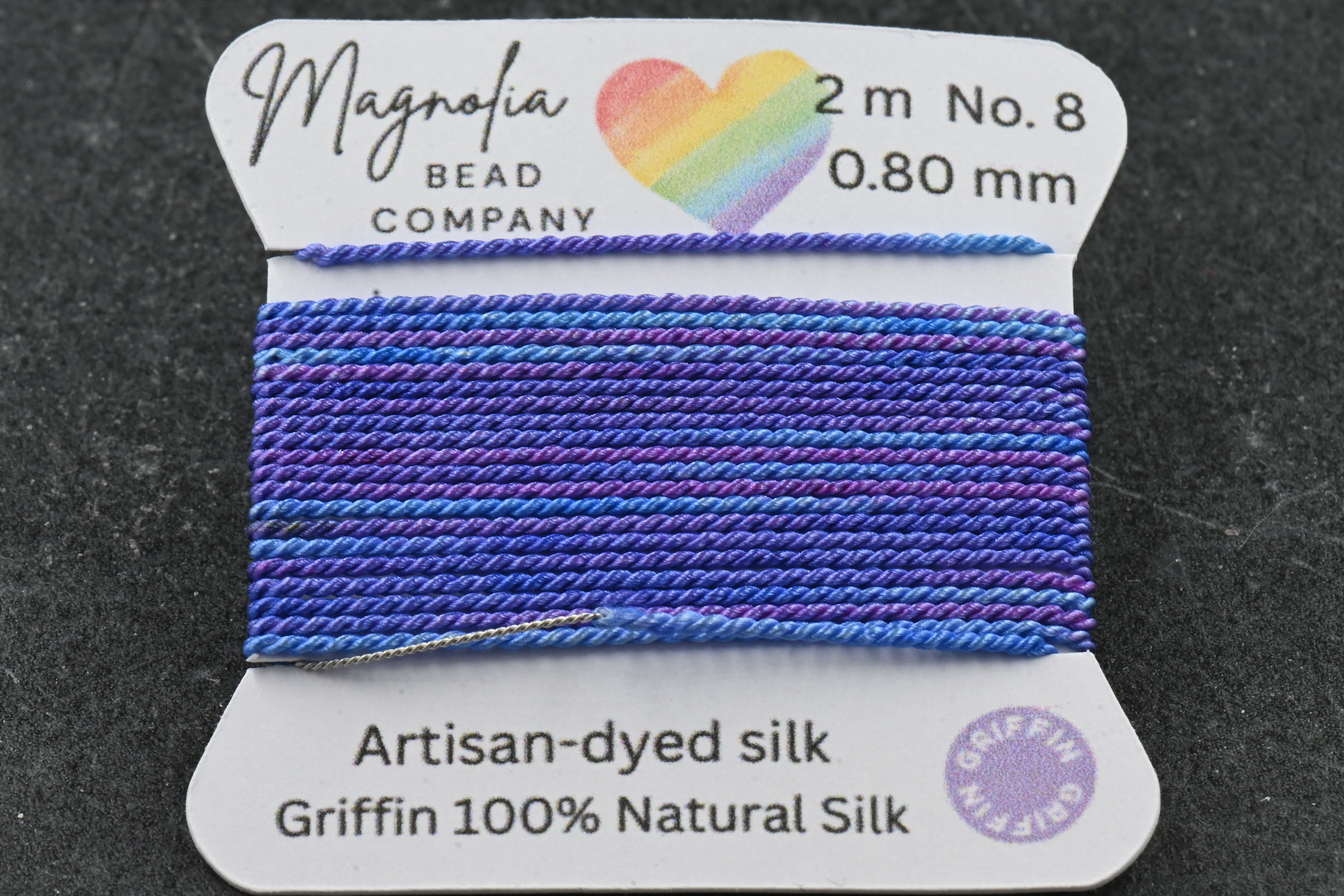 Midnight Thistle Griffin Silk Cord – Hand-Dyed Thread for Knotting, Jewelry Making, Pendant Stringing