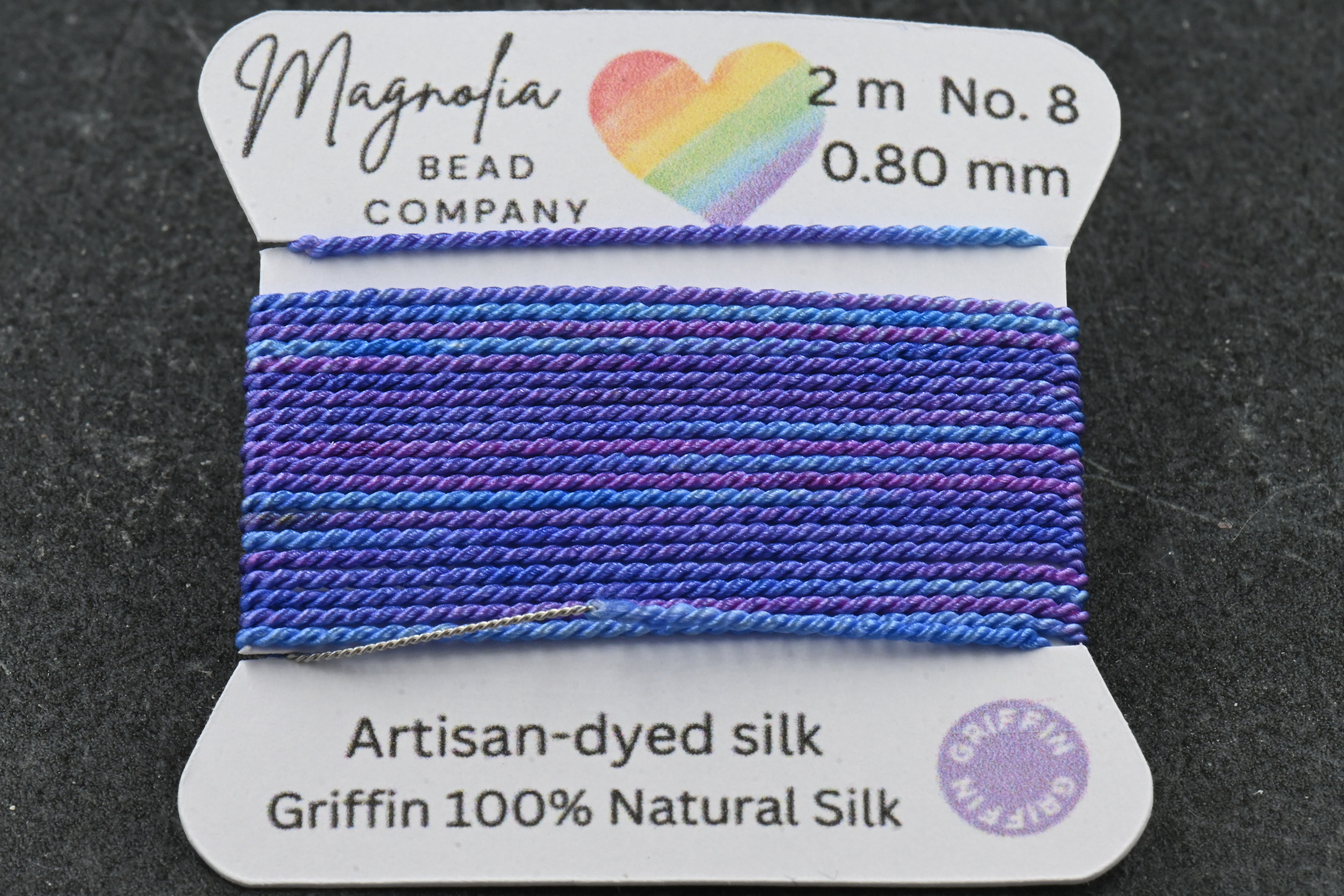 Midnight Thistle Griffin Silk Cord – Hand-Dyed Thread for Knotting, Jewelry Making, Pendant Stringing
